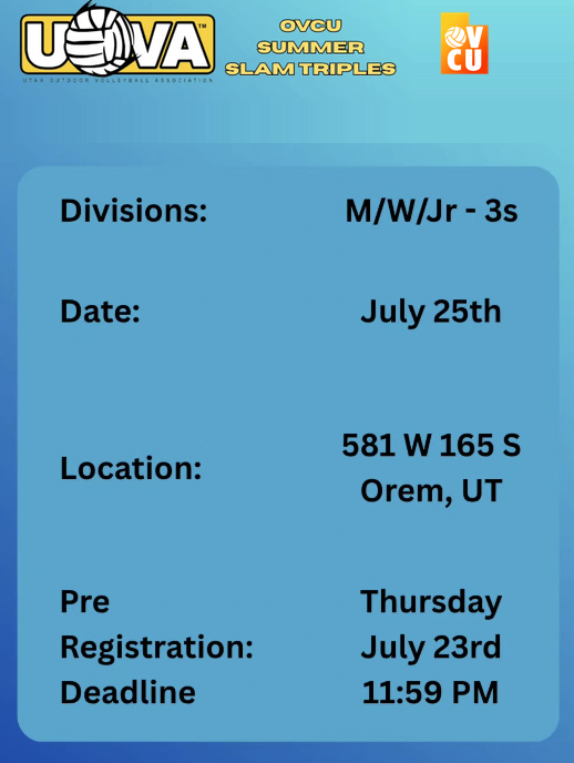 OVCU Summer Slam Triples July 25 Tournament Flyer