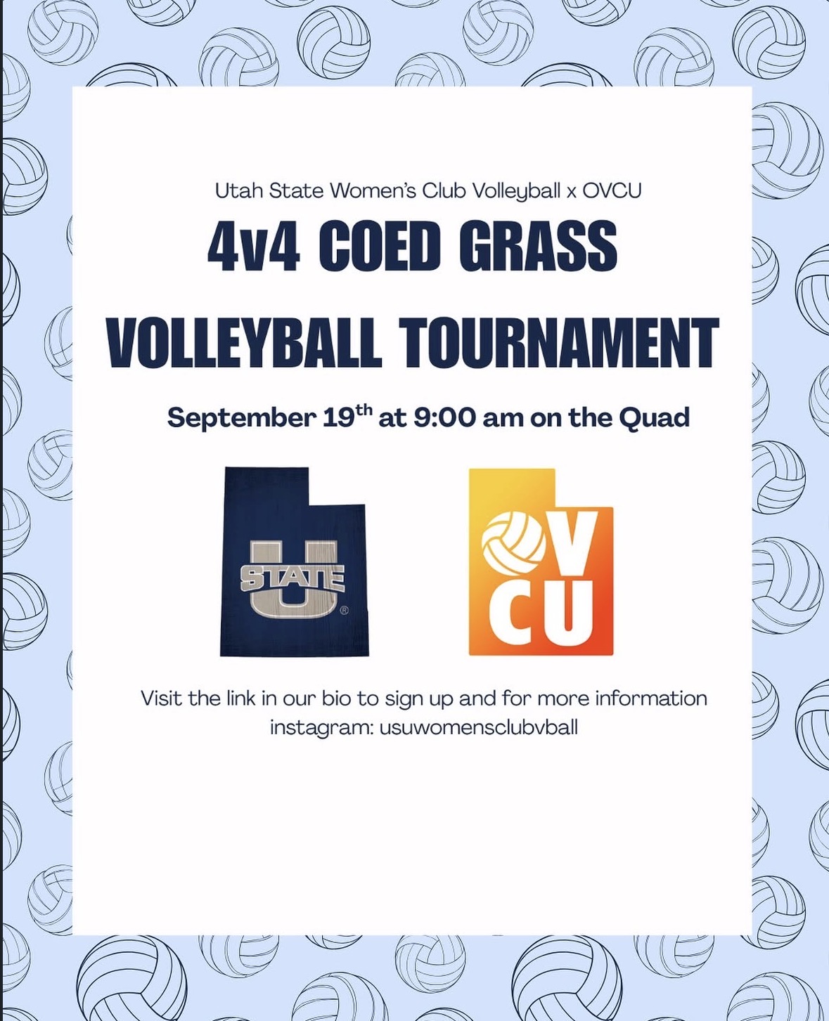 USU x OVCU Coed 4v4 Grass Tourney September 19 Flyer